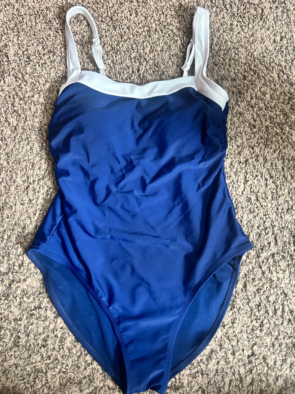 Shade & Shore Navy Blue Swimsuit with White Trim